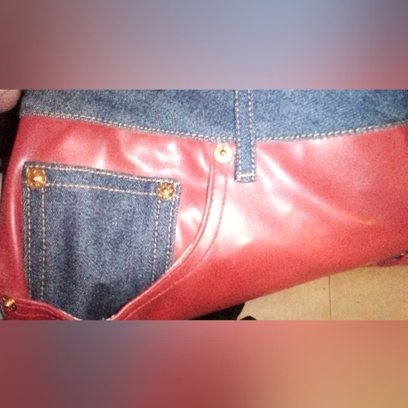 "ALLEN BY ABS FAUX LEATHER/ DENIM COTTON JEANS - Picture 11 of 13